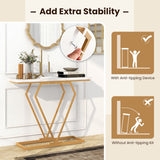 NNECW 100 cm Gold Faux Marble Console Table with Diamond Shape Frame