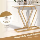 NNECW 100 cm Gold Faux Marble Console Table with Diamond Shape Frame