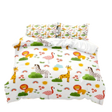 NNETM Cartoon Animal Microfiber Duvet Cover Set - Lion, Flamingo, Deer, Zebra Print (3pcs)