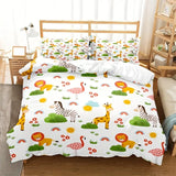 NNETM Cartoon Animal Microfiber Duvet Cover Set - Lion, Flamingo, Deer, Zebra Print (3pcs)