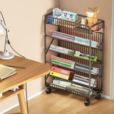 NNETM Office Bookshelf with Wheels and Storage Basket