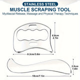 NNETM 2pcs Stainless Steel Gua Sha Massage Tool Set(Silver)