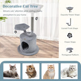 NNECW 106 CM Tall Cat Tree with Curved Metal Supporting Frame