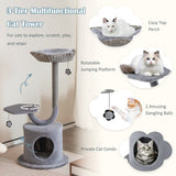 NNECW 106 CM Tall Cat Tree with Curved Metal Supporting Frame