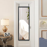 NNECW Wall Mounted Dressing Mirror with Hanging Hooks for Bedroom Black