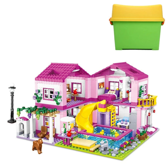 NNEOBA City Villa Castle Building Blocks Set with Pool
