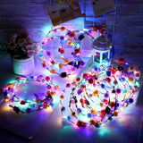 NNEOBA LED Floral Wreath Crown Light Up Flower Headbands (10 pcs)