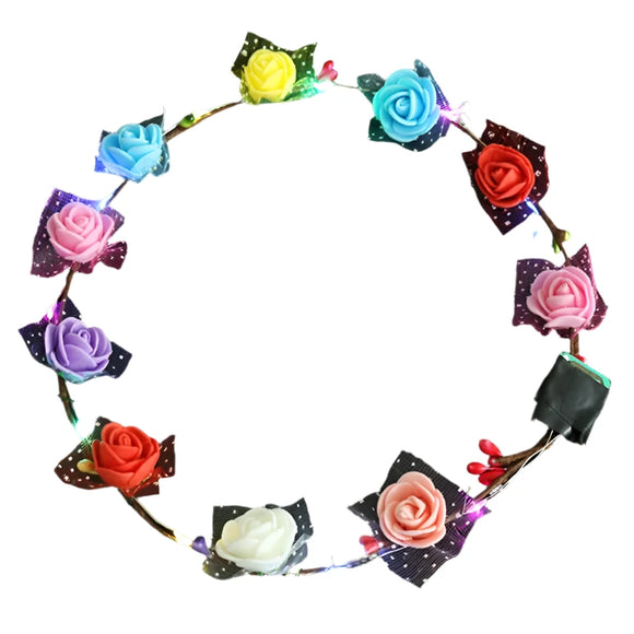 NNEOBA LED Floral Wreath Crown Light Up Flower Headbands (10 pcs)