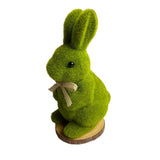 NNETM Green Flocked Bunny Rabbit Statue