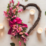 NNETM Heart-Shaped Floral Wreath Door Hanging
