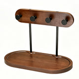 Wooden Key Holder Tray with 4 Hooks
