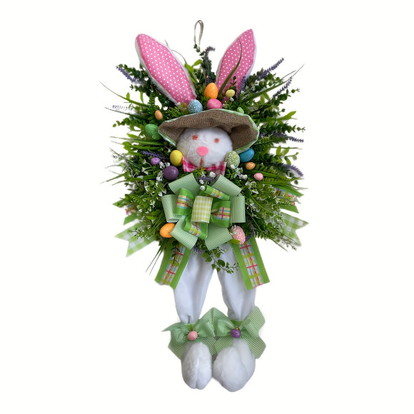 NNETM Vintage Easter Bunny Wreath Hanging Decor