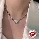 Sterling Silver Triple Heart Pendant Necklace – Elegant Women's Love Necklace