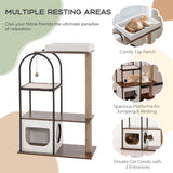 NNECW 118 CM Tall Cat Tree Tower Top Perch Cat Bed with Metal Frame-White