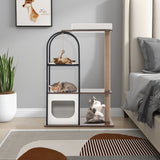 NNECW 118 CM Tall Cat Tree Tower Top Perch Cat Bed with Metal Frame-White