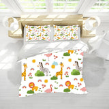 NNETM Cartoon Animal Microfiber Duvet Cover Set - Lion, Flamingo, Deer, Zebra Print (3pcs)