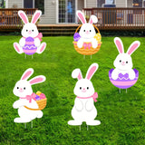 NNETM 5pcs Waterproof Bunny and Easter Eggs Yard Signs