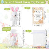 NNETM 6-Pack Mini White Bunny Gifts with Hug Cards