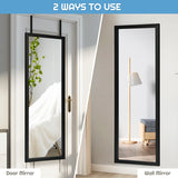 NNECW Wall Mounted Dressing Mirror with Hanging Hooks for Bedroom Black