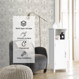 NNECW Adjustable Floor Storage Cabinet with Single Door for Bathroom-White