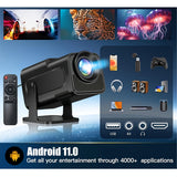 NNETM HY320 Mini Smart Projector – Native 1080P, WiFi 6 & Android 11 Portable Projector