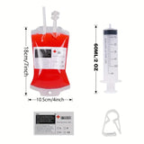 NNETM 50pcs Blood Bags for Drinks - Vampire Drink Pouch with Syringes