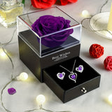NNETM Elegant Heart-Shaped Jewelry Set with Purple Gemstones