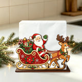 Wooden Santa Sleigh Reindeer Christmas Napkin Holder