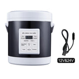 NNEOBA 12V/24V Mini Car Rice Cooker 1.6L Portable Grey