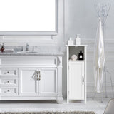 NNECW Adjustable Floor Storage Cabinet with Single Door for Bathroom-White