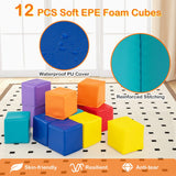 NNECW 12-Piece Colourful Stacking Climbing Foam Cubes Set for Kids