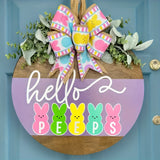 NNETM Farmhouse Easter Welcome Sign Wooden Bunny Wreath