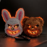 LED-Lit Blood-Dripping Bear Horror Mask – Glowing Eyes