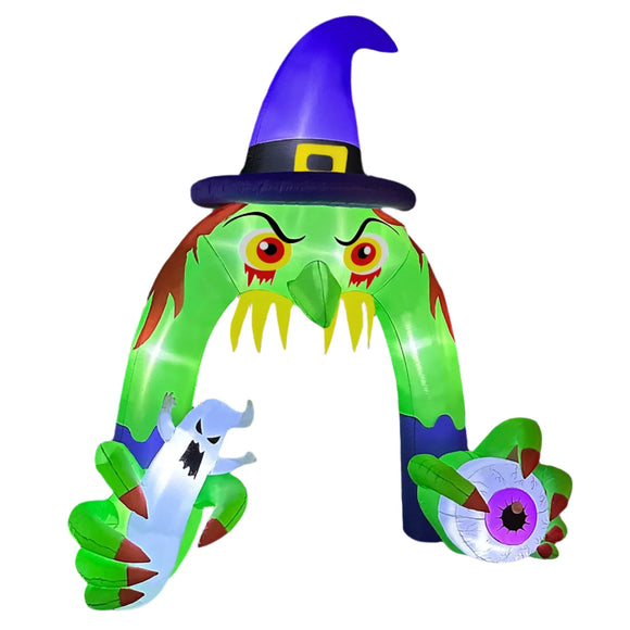 NNEOBA Halloween Inflatable Giant Witch Arch with LED Lights