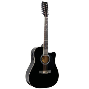 NNEDPE 12-String Acoustic Guitar with EQ - Black
