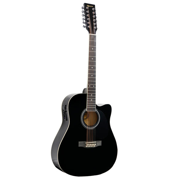 NNEDPE 12-String Acoustic Guitar with EQ - Black