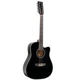 NNEDPE 12-String Acoustic Guitar with EQ - Black