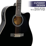 NNEDPE 12-String Acoustic Guitar with EQ - Black