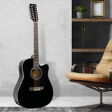NNEDPE 12-String Acoustic Guitar with EQ - Black