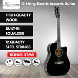 NNEDPE 12-String Acoustic Guitar with EQ - Black
