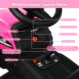 NNECW 12V Kids Ride On Tractor with Trailer and Remote Control-Pink