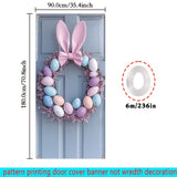 NNETM Bunny Ears Easter Egg Wreath Polyester Door Decor