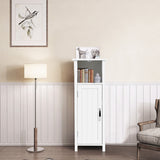 NNECW Adjustable Floor Storage Cabinet with Single Door for Bathroom-White