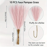 Pink Artificial Pampas Grass Bouquet Polyester Faux Flowers