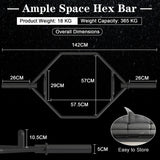 NNECW 142cm Olympic Hex Barbell Bar Trap Weight Lifting for Gym and Home-Black