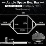 NNECW 142cm Olympic Hex Barbell Bar Trap Weight Lifting for Gym and Home-Silver