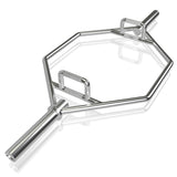 NNECW 142cm Olympic Hex Barbell Bar Trap Weight Lifting for Gym and Home-Silver