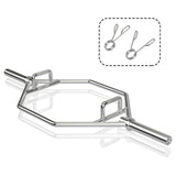 NNECW 142cm Olympic Hex Barbell Bar Trap Weight Lifting for Gym and Home-Silver
