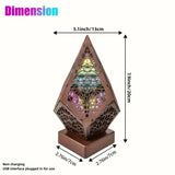 NNETM Wooden Bohemian Floor Lamp with USB Charging Port - Retro LED Colorful Diamond Lights