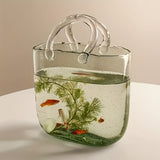 NNETM Nordic Style Handbag Glass Vase Fish Tank